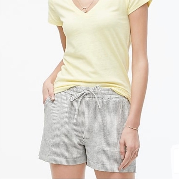 J. Crew Factory Striped Linen Blend Drawstring Shorts. Size Large. - Picture 1 of 14
